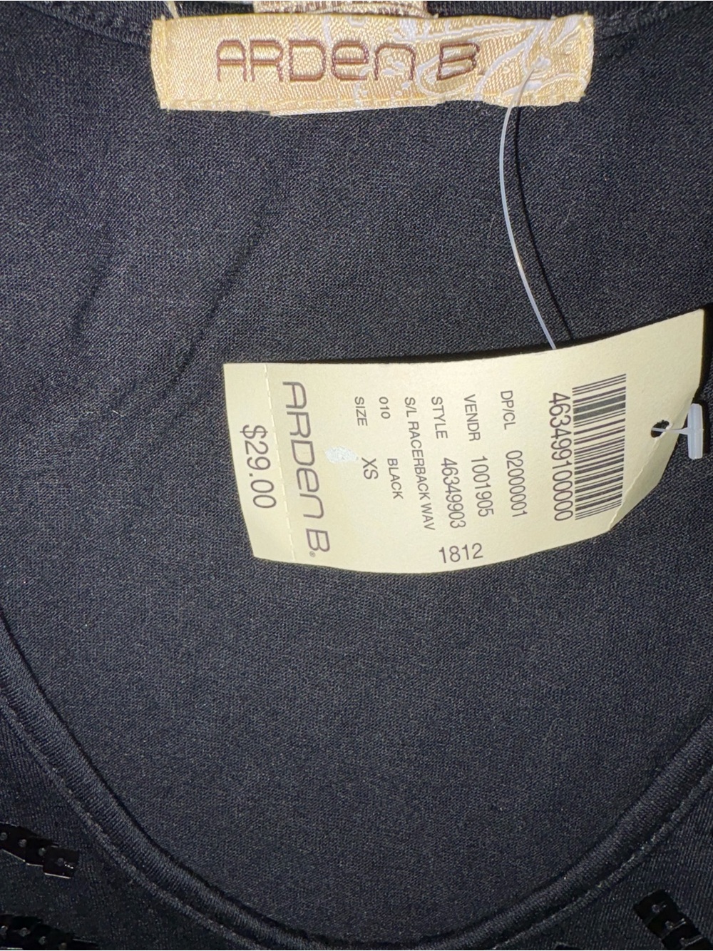 Arden B Black Tank Top with Sequin Accents - Picture 4 of 4